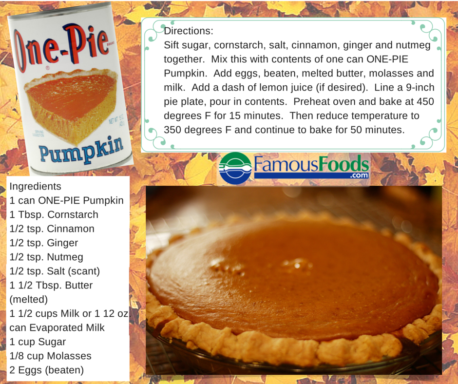 one pie pumpkin pie recipe
